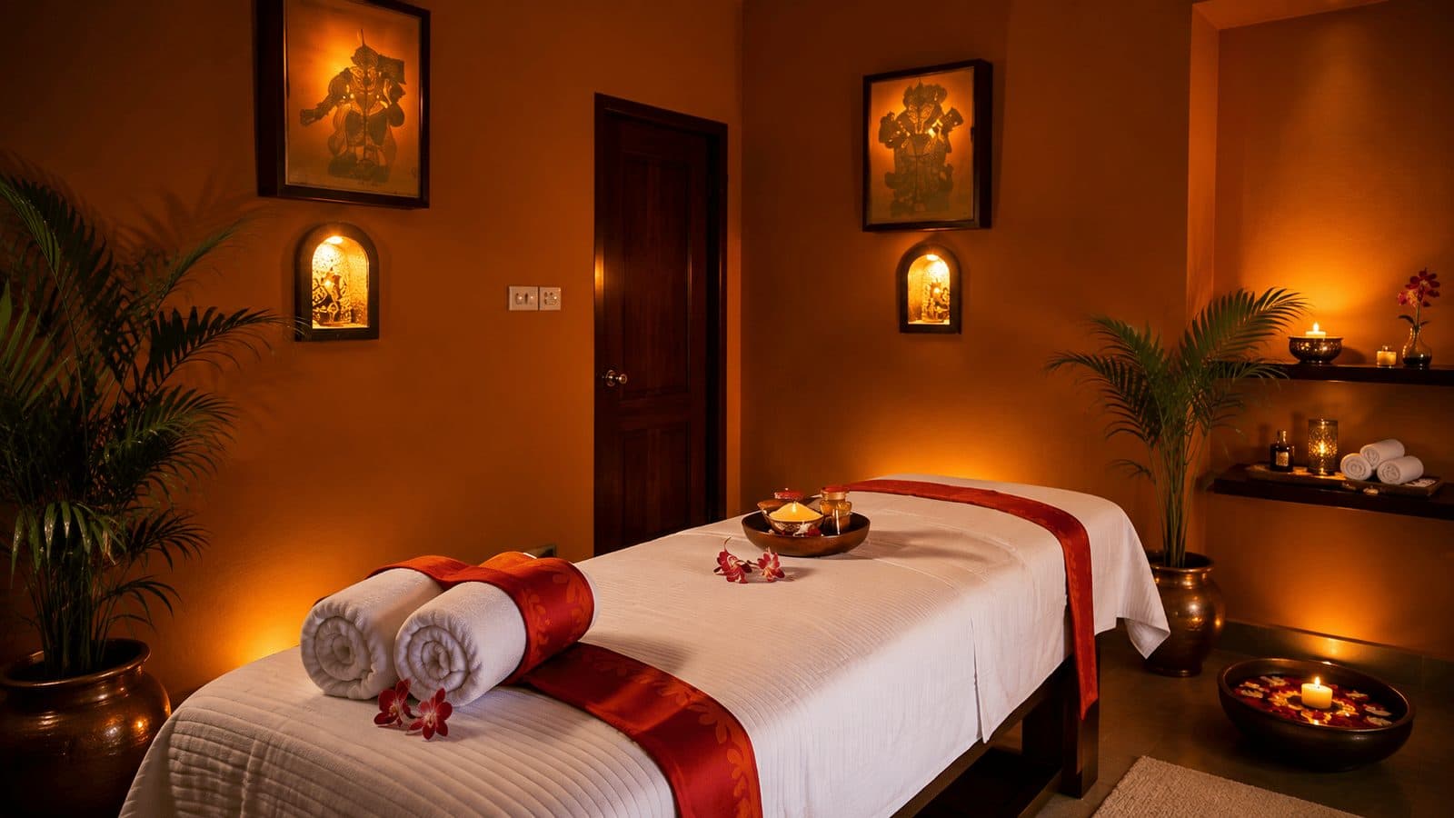 A treatment room at the resort’s Ayurveda spa